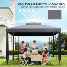 Outsunny 3 x 3m 2-Tier Deep Grey Gazebo Canopy Replacement Cover - Wilko - thumbnail 6