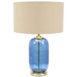 ValueLights Leigh Reni Beige Shade Navy Blue Glass LED Table Lamp - Size: 52.5 x 45 x 45cm - Wilko - thumbnail 1