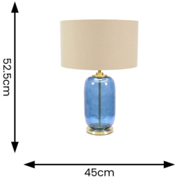 ValueLights Leigh Reni Beige Shade Navy Blue Glass LED Table Lamp - Size: 52.5 x 45 x 45cm - Wilko - thumbnail 5