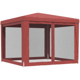 vidaXL 3 x 3m Red Party Tent with 4 Mesh Sidewalls - Wilko - thumbnail 6