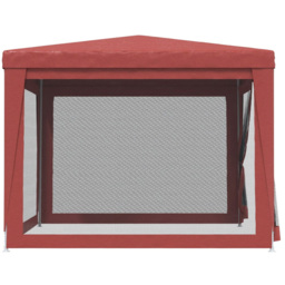 vidaXL 3 x 3m Red Party Tent with 4 Mesh Sidewalls - Wilko - thumbnail 5