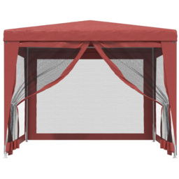 vidaXL 3 x 3m Red Party Tent with 4 Mesh Sidewalls - Wilko - thumbnail 4