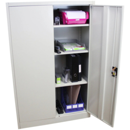 MonsterShop 2 Door 3 Shelf Light Grey Filing Cabinet - Size: 140.0 cm x 90.0 cm x 40.0 cmcm - Wilko - thumbnail 5