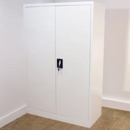 MonsterShop 2 Door 3 Shelf Light Grey Filing Cabinet - Size: 140.0 cm x 90.0 cm x 40.0 cmcm - Wilko