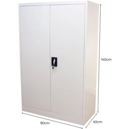 MonsterShop 2 Door 3 Shelf Light Grey Filing Cabinet - Size: 140.0 cm x 90.0 cm x 40.0 cmcm - Wilko - thumbnail 7