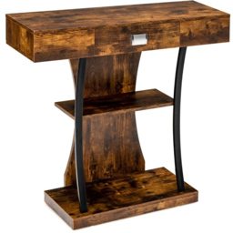 Costway Single Drawer 2 Shelf Brown T Shaped Console Table - Size: 103 x 50 x 16cm - Wilko - thumbnail 3