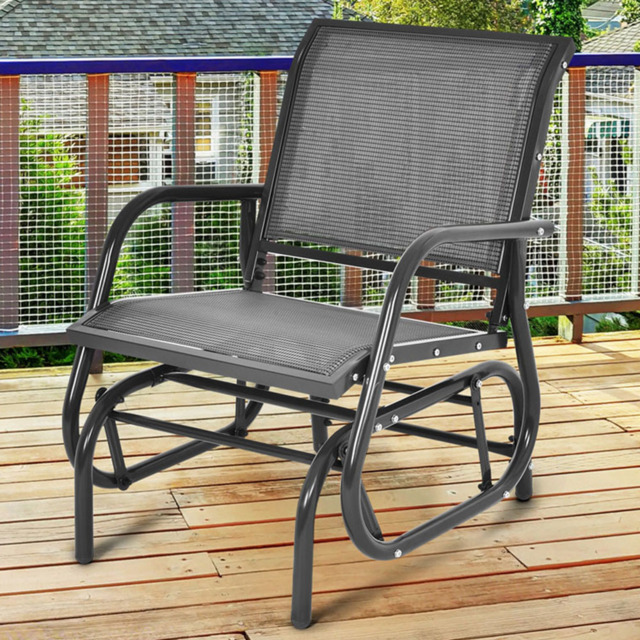 Costway Black Garden Rocking Chair - Size: 2 Seater - Wilko - image 1