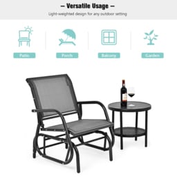 Costway Black Garden Rocking Chair - Size: 2 Seater - Wilko - thumbnail 6