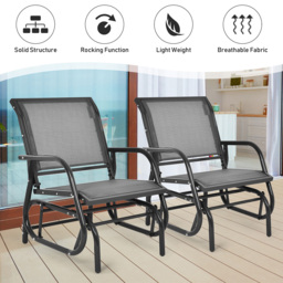 Costway Black Garden Rocking Chair - Size: 2 Seater - Wilko - thumbnail 4