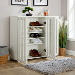 Home Source Halden 3 Door White Shoe Cabinet with Adjustable Shelves - Size: 98.2 x 114 x 33.6cm - Wilko - thumbnail 4
