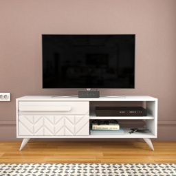 Decorotika Venice Single Door 2 Shelf White TV Unit - Size: 45.7 x 120 x 29.5cm - Wilko - thumbnail 7