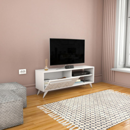 Decorotika Venice Single Door 2 Shelf White TV Unit - Size: 45.7 x 120 x 29.5cm - Wilko - thumbnail 6