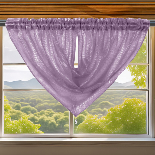 Velosso Alessandria Mauve Slot Top Swag Voile Panel Curtain 112 x 99cm - Purple - Wilko - image 1