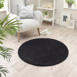 My Rug Black Round Rug 100cm - Size: 100 x 100 x 2cm - Wilko - thumbnail 3