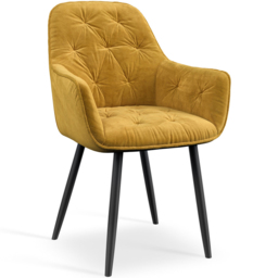 Furniture Online Anika Set Of 2 Mustard Velvet Padded Seat Dining Chair - Wilko - thumbnail 3