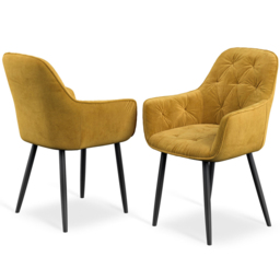 Furniture Online Anika Set Of 2 Mustard Velvet Padded Seat Dining Chair - Wilko - thumbnail 6