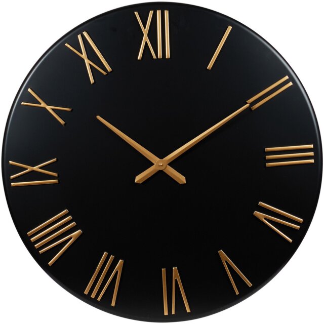Black and Gold Roman Numeral Round Wall Clock 78cm - Wilko - image 1