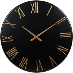 Black and Gold Roman Numeral Round Wall Clock 78cm - Wilko - thumbnail 1