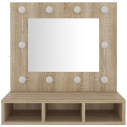 vidaXL 3 Shelf LED Sonoma Oak Mirror Cabinet - Size: 62 x 60 x 31.5cm - Brown - Wilko - thumbnail 5