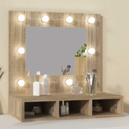 vidaXL 3 Shelf LED Sonoma Oak Mirror Cabinet - Size: 62 x 60 x 31.5cm - Brown - Wilko