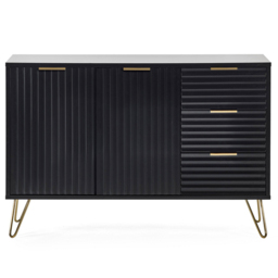 Julian Bowen Murano 2 Door 3 Drawer Matt Black Large Sideboard - Size: 40 x 118 x 80cm - Wilko - thumbnail 4
