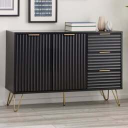 Julian Bowen Murano 2 Door 3 Drawer Matt Black Large Sideboard - Size: 40 x 118 x 80cm - Wilko - thumbnail 1