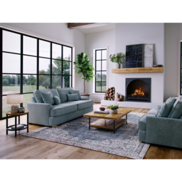 Alba City 3 Seater Fine Blue Fabric Sofa - Grey - Wilko - thumbnail 7