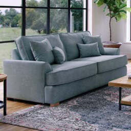Alba City 3 Seater Fine Blue Fabric Sofa - Grey - Wilko - thumbnail 1