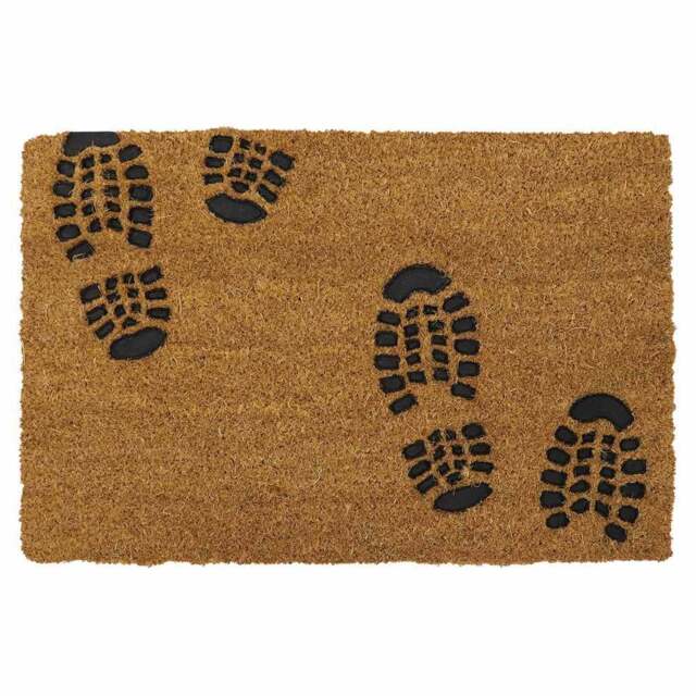 JVL Footprints Rubber Embossed PVC Coir Doormat 40 - Size: 40 x 60cm - JVL Homewares - Wilko - image 1