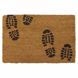 JVL Footprints Rubber Embossed PVC Coir Doormat 40 - Size: 40 x 60cm - JVL Homewares - Wilko