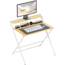 HOMCOM 2 Shelf Maple Wood Effect Foldable Desk - Size: 82 x 66 x 86cm - Brown - Wilko - thumbnail 3