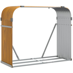 vidaXL Brown Galvanised Steel Firewood Log Holder 100 x 120 x 45cm - Wilko - thumbnail 1