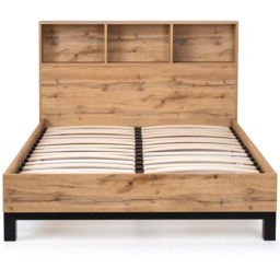 Julian Bowen Bali King Size Oak Bed Frame with Bookcase Headboard - Brown - Wilko - thumbnail 5