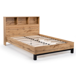 Julian Bowen Bali King Size Oak Bed Frame with Bookcase Headboard - Brown - Wilko - thumbnail 4