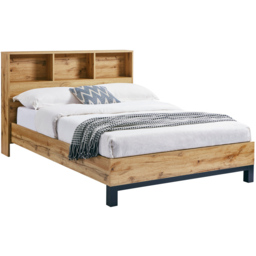 Julian Bowen Bali King Size Oak Bed Frame with Bookcase Headboard - Brown - Wilko - thumbnail 3