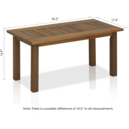 Walplus Tioman Natural Hardwood Outdoor Coffee Table - Size: 43.94 x 42.93 x 89.41cm - Brown - Wilko - thumbnail 5