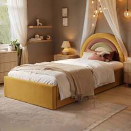 Flair Ava Single Mustard Velvet Lift-Up Ottoman Bed - Wilko - thumbnail 1