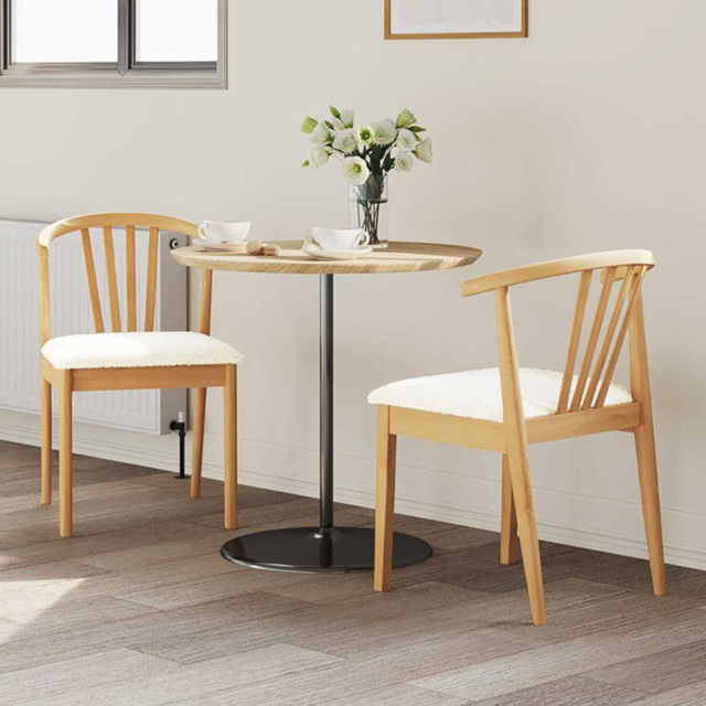 vidaXL Set of 2 Natural and White Rubberwood Vintage Dining Chairs - Brown - Wilko - image 1