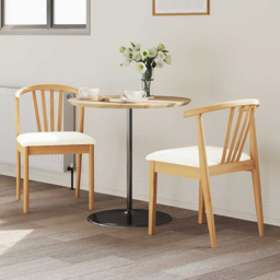 vidaXL Set of 2 Natural and White Rubberwood Vintage Dining Chairs - Brown - Wilko