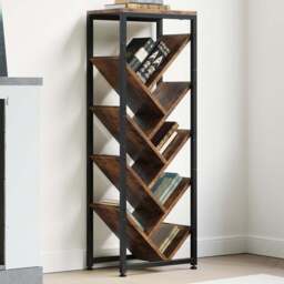Living and Home 9 Shelf Black and Dark Wood Freestanding Tree Bookcase - Brown - Wilko