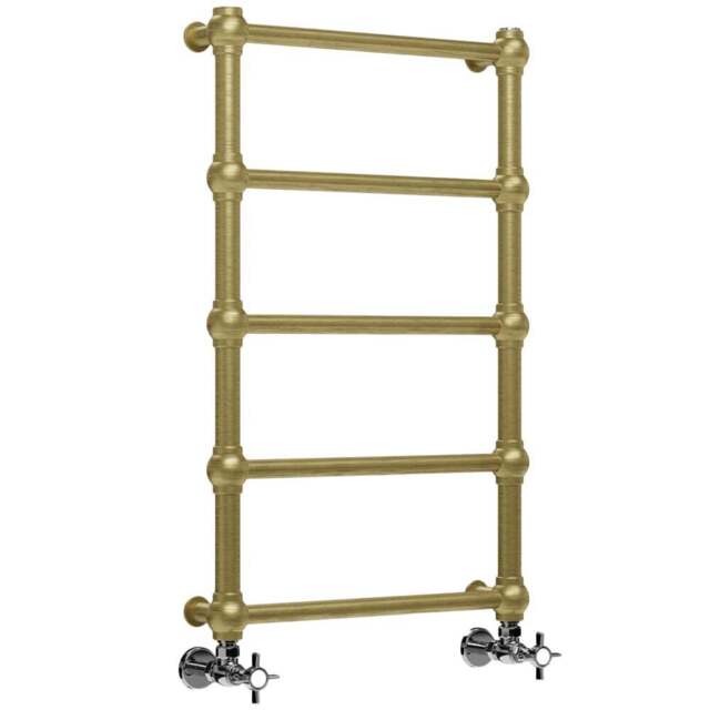 Terma Retro 501BTU Brushed Brass Heated Towel Rail 800 x 504mm - Size: 80 x 50.4 x 10.2cm - Gold - Wilko - image 1