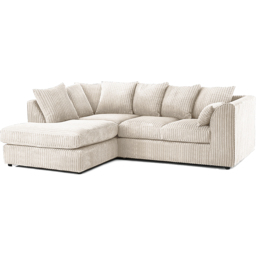 Portland Luxor 4 Seater Cream Jumbo Cord Left Hand L Shape Corner Sofa - Wilko - thumbnail 3