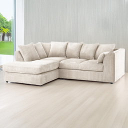 Portland Luxor 4 Seater Cream Jumbo Cord Left Hand L Shape Corner Sofa - Wilko