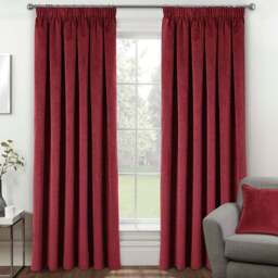 Enhanced Living Oxford Red Thermal Blackout Pencil Pleat Velvet Curtains 168 x 137cm - Wilko