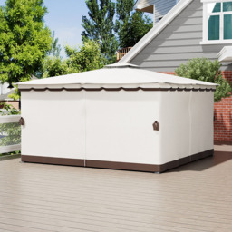 Living and Home 13 x 13ft Tiered Roof Metal Frame Gazebo with Waterproof Canopy - Size: 4 x 4m - Cream - Wilko - thumbnail 4