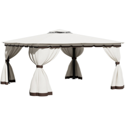 Living and Home 13 x 13ft Tiered Roof Metal Frame Gazebo with Waterproof Canopy - Size: 4 x 4m - Cream - Wilko - thumbnail 3
