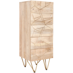 Brooklyn Huyen 5 Drawer Light Gold Tall Chest of Drawers - Brown - Wilko - thumbnail 3