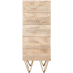 Brooklyn Huyen 5 Drawer Light Gold Tall Chest of Drawers - Brown - Wilko - thumbnail 4