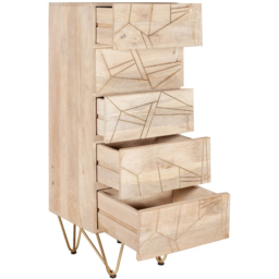 Brooklyn Huyen 5 Drawer Light Gold Tall Chest of Drawers - Brown - Wilko - thumbnail 5