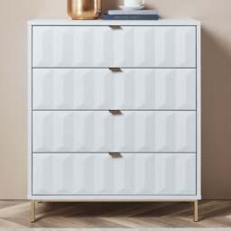 Lara 4 Drawer White Chest of Drawers - Wilko - thumbnail 1